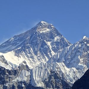 Mount Everest and the Himalayan range above the clouds